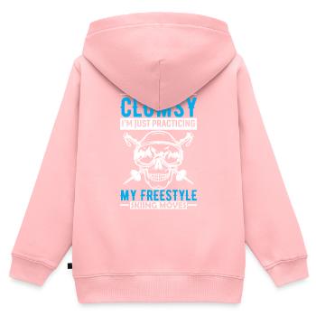 Ich bin nicht tollpatschig, ich übe nur meine Kür - Kinder Premium Organic Zip Hoodie - Rosa - Hinten - AI Model Kid Female (0cm)