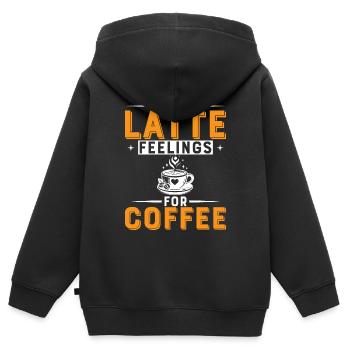 J’ai des sensations de café au lait pour le café. - Sweat Premium à capuche zippé enfant bio - noir - Dos - AI Model Kid Male (0cm)
