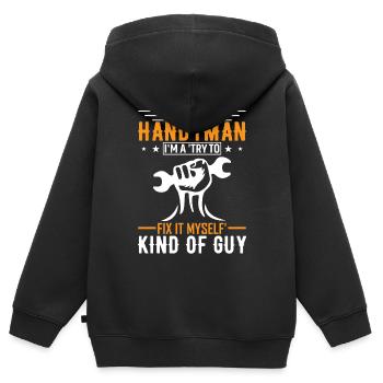 Ich bin kein Handwerker, ich bin ein 'Versuch, es selbst zu reparieren' k - Kinder Premium Organic Zip Hoodie - Schwarz - Hinten - AI Model Kid Male (0cm)