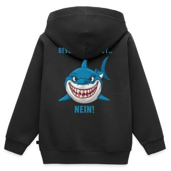 Requin Requin Requins Requin - Sweat Premium à capuche zippé enfant bio - noir - Dos - AI Model Kid Male (0cm)