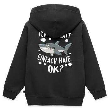 Requin Requin Requins Requin - Sweat Premium à capuche zippé enfant bio - noir - Dos - AI Model Kid Male (0cm)