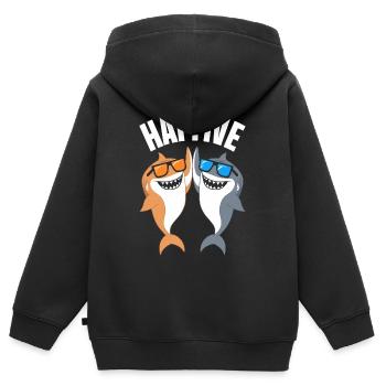 Requin Requin Requins Requin - Sweat Premium à capuche zippé enfant bio - noir - Dos - AI Model Kid Male (0cm)