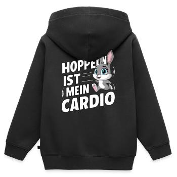Bunny Bunnies Lapin Animal de compagnie - Sweat Premium à capuche zippé enfant bio - noir - Dos - AI Model Kid Male (0cm)