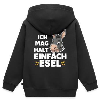 Esel Eselchen Maultier Muli - Kinder Premium Organic Zip Hoodie - Schwarz - Hinten - AI Model Kid Male (0cm)