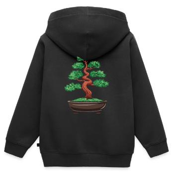 Bonsai Baum Japanisch Bonsai - Kinder Premium Organic Zip Hoodie - Schwarz - Hinten - AI Model Kid Male (0cm)