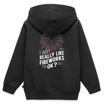 Pyrotechnie Feux d’artifice Pyrotechnie - Sweat Premium à capuche zippé enfant bio - noir - Dos - AI Model Kid Male (0cm)