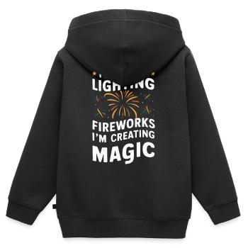 Pyrotechnie Feux d’artifice Pyrotechnie - Sweat Premium à capuche zippé enfant bio - noir - Dos - AI Model Kid Male (0cm)
