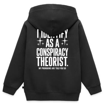 Conspiracy theorist Conspiracy theory - Kids Premium Organic Zip-up Hoodie - black - Back - AI Model Kid Male (0cm)