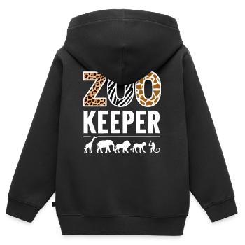 Animaux du zoo Gardien de zoo - Sweat Premium à capuche zippé enfant bio - noir - Dos - AI Model Kid Male (0cm)