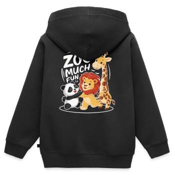 Animaux du zoo Gardien de zoo - Sweat Premium à capuche zippé enfant bio - noir - Dos - AI Model Kid Male (0cm)