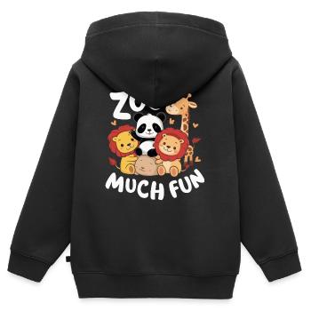 Animaux du zoo Gardien de zoo - Sweat Premium à capuche zippé enfant bio - noir - Dos - AI Model Kid Male (0cm)