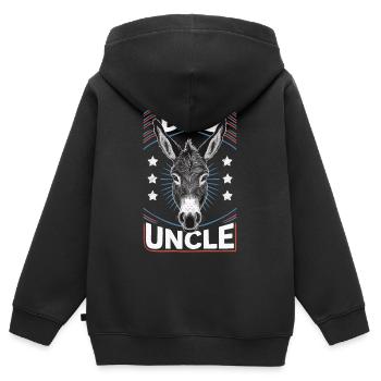 Oncle Fmilie Grand-oncle Oncle - Sweat Premium à capuche zippé enfant bio - noir - Dos - AI Model Kid Male (0cm)