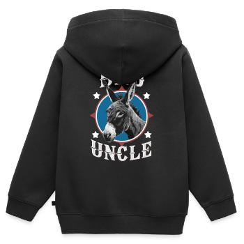 Oncle Fmilie Grand-oncle Oncle - Sweat Premium à capuche zippé enfant bio - noir - Dos - AI Model Kid Male (0cm)