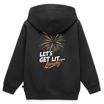 Pyrotechnie Feux d’artifice Pyrotechnie - Sweat Premium à capuche zippé enfant bio - noir - Dos - AI Model Kid Male (0cm)
