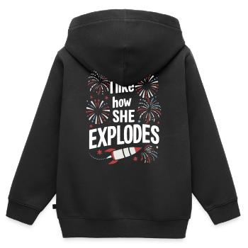 Pyrotechnie Feux d’artifice Pyrotechnie - Sweat Premium à capuche zippé enfant bio - noir - Dos - AI Model Kid Male (0cm)