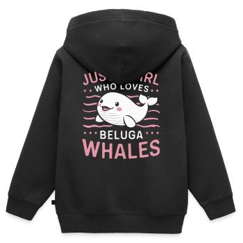 Béluga Océan Bélugas Baleines - Sweat Premium à capuche zippé enfant bio - noir - Dos - AI Model Kid Male (0cm)