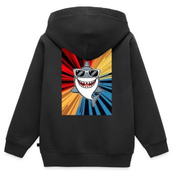 Hai Ozean Tigerhai Tier Fisch - Kinder Premium Organic Zip Hoodie - Schwarz - Hinten - AI Model Kid Male (0cm)