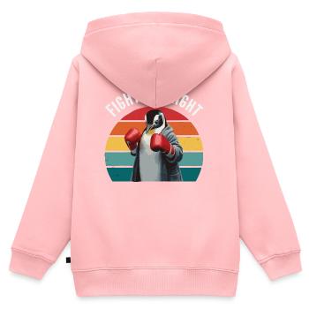 Pinguin Pinguine Tier - Kinder Premium Organic Zip Hoodie - Rosa - Hinten - AI Model Kid Female (0cm)