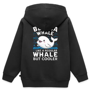 Béluga Océan Bélugas Baleines - Sweat Premium à capuche zippé enfant bio - noir - Dos - AI Model Kid Male (0cm)