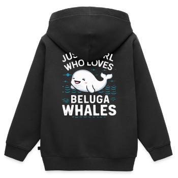 Béluga Océan Bélugas Baleines - Sweat Premium à capuche zippé enfant bio - noir - Dos - AI Model Kid Male (0cm)