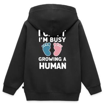 Grossesse Grossesse Accouchement - Sweat Premium à capuche zippé enfant bio - noir - Dos - AI Model Kid Male (0cm)