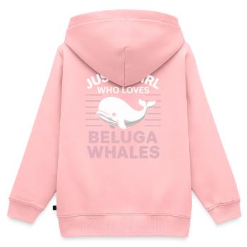 Béluga Océan Bélugas Baleines - Sweat Premium à capuche zippé enfant bio - rose - Dos - AI Model Kid Female (0cm)