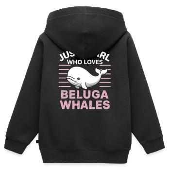 Béluga Océan Bélugas Baleines - Sweat Premium à capuche zippé enfant bio - noir - Dos - AI Model Kid Male (0cm)