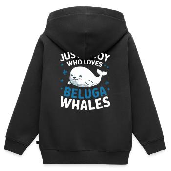 Béluga Océan Bélugas Baleines - Sweat Premium à capuche zippé enfant bio - noir - Dos - AI Model Kid Male (0cm)