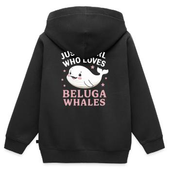 Béluga Océan Bélugas Baleines - Sweat Premium à capuche zippé enfant bio - noir - Dos - AI Model Kid Male (0cm)