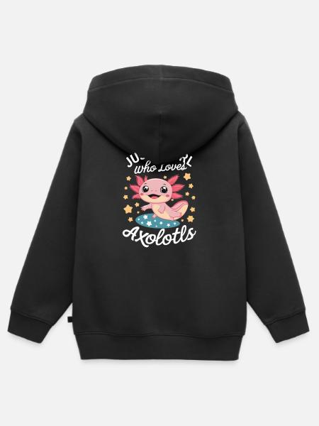 Ryba aksolotl - Bluza Premium z kapturem na zamek dziecięca bio - czarny