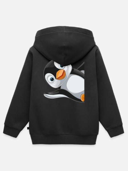 Pinguin Pinguine Tier - Kinder Premium Organic Zip Hoodie - Schwarz