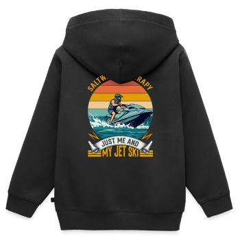 Thérapie à l’eau salée : juste moi et mon Jet Ski. - Sweat Premium à capuche zippé enfant bio - noir - Dos - AI Model Kid Male (0cm)