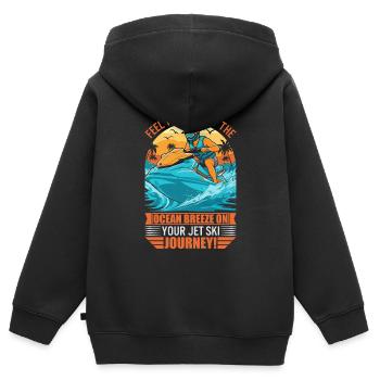 Spüren Sie das Rauschen der Meeresbrise auf Ihrem Jetski - Kinder Premium Organic Zip Hoodie - Schwarz - Hinten - AI Model Kid Male (0cm)