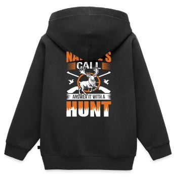 Der Ruf der Natur: Beantworten Sie ihn mit einer Jagd. - Kinder Premium Organic Zip Hoodie - Schwarz - Hinten - AI Model Kid Male (0cm)