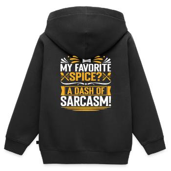 Mein Lieblingsgewürz? Eine Prise Sarkasmus! - Kinder Premium Organic Zip Hoodie - Schwarz - Hinten - AI Model Kid Male (0cm)