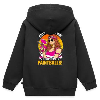 Nur das "Schießen" befürworte ich: Paintballs! - Kinder Premium Organic Zip Hoodie - Schwarz - Hinten - AI Model Kid Male (0cm)