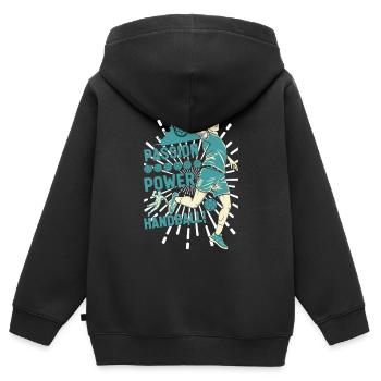 Leidenschaft, Power, Handball! - Kinder Premium Organic Zip Hoodie - Schwarz - Hinten - AI Model Kid Male (0cm)