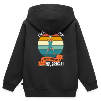 Ich bin kein Spieler. Ich zerquetsche einfach viel... von Zielen! - Kinder Premium Organic Zip Hoodie - Schwarz - Hinten - AI Model Kid Male (0cm)