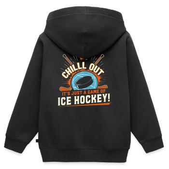Chill out – es ist nur ein Hockeyspiel! - Kinder Premium Organic Zip Hoodie - Schwarz - Hinten - AI Model Kid Male (0cm)