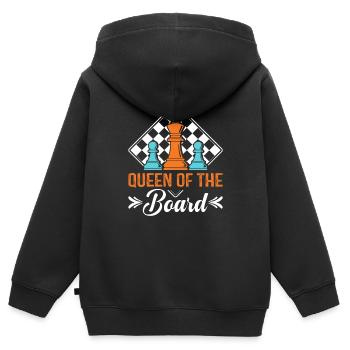 Dame des Bretts. - Kinder Premium Organic Zip Hoodie - Schwarz - Hinten - AI Model Kid Male (0cm)