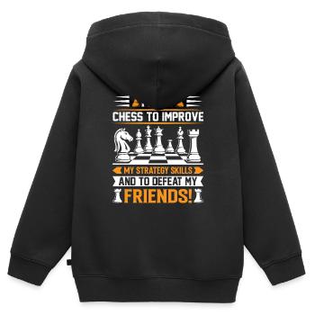 Ich spiele Schach, um meine Strategiefähigkeiten zu verbessern – und - Kinder Premium Organic Zip Hoodie - Schwarz - Hinten - AI Model Kid Male (0cm)