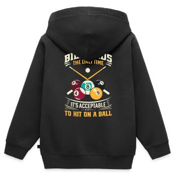 Billard : Le seul moment où il est acceptable de draguer - Sweat Premium à capuche zippé enfant bio - noir - Dos - AI Model Kid Male (0cm)