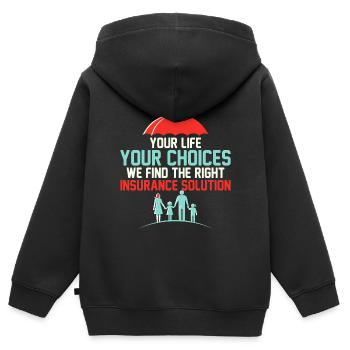 Ihr Leben, Ihre Entscheidungen - wir finden die passende Versicherung - Kinder Premium Organic Zip Hoodie - Schwarz - Hinten - AI Model Kid Male (0cm)