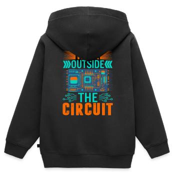 Denken Sie außerhalb des Kreislaufs. - Kinder Premium Organic Zip Hoodie - Schwarz - Hinten - AI Model Kid Male (0cm)