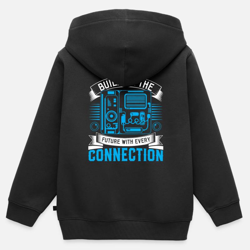 Construire l’avenir avec chaque connexion. - Sweat Premium à capuche zippé enfant bio - noir