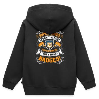 Superhelden im echten Leben brauchen keine Superkräfte; sie - Kinder Premium Organic Zip Hoodie - Schwarz - Hinten - AI Model Kid Male (0cm)