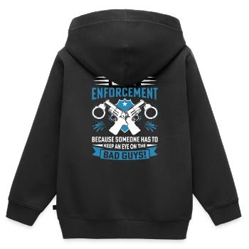 Strafverfolgung: Weil jemand einen Blick darauf werfen muss - Kinder Premium Organic Zip Hoodie - Schwarz - Hinten - AI Model Kid Male (0cm)