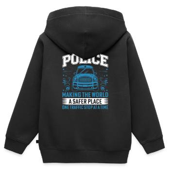 Polizei: Die Welt zu einem sichereren Ort machen, ein einziger Treff - Kinder Premium Organic Zip Hoodie - Schwarz - Hinten - AI Model Kid Male (0cm)