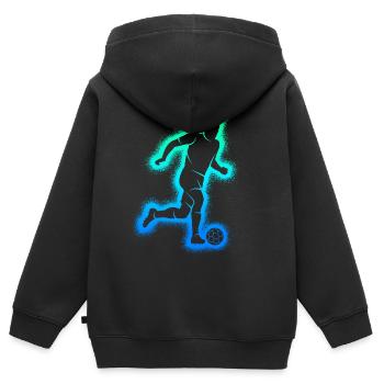 Fußball Fußballer Herren Jungen Fussball Kinder - Kinder Premium Organic Zip Hoodie - Schwarz - Hinten - AI Model Kid Male (0cm)