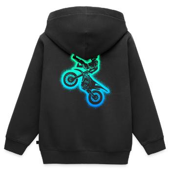 Dirt Biker Motorrad Herren Kinder Motocross Jungen - Kinder Premium Organic Zip Hoodie - Schwarz - Hinten - AI Model Kid Male (0cm)
